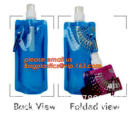 Collapsible Sports Water Bottle 3 Pack, Foldable Leak Proof Travel Bottles for Camping and Hiking, 480 mL Capacity