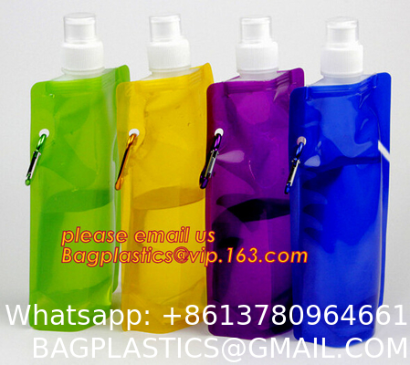 Collapsible Sports Water Bottle 3 Pack, Foldable Leak Proof Travel Bottles for Camping and Hiking, 480 mL Capacity