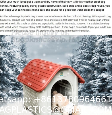 Large Plastic Dog House Outdoor Indoor Doghouse Puppy Shelter Water Resistant Easy Assembly Sturdy Dog Kennel
