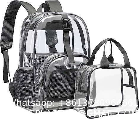 Clear Backpack Heavy Duty - Large Clear Backpacks For School PVC Transparent Bookbag For Students Work Stadium Travel