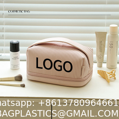 Custom Wholesale Double Layer PU Luxury High-End Travel Makeup Case Organizer Cosmetic Bags For Women