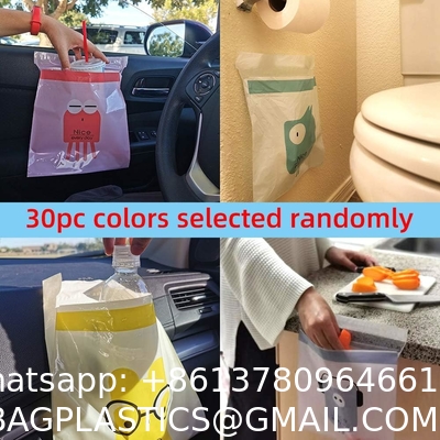 Biodegradable Easy Stick-On Disposable Car Trash Bag, Compostable Cornstarchbag Leakproof Vomit Bag, Kitchen Storage Bag