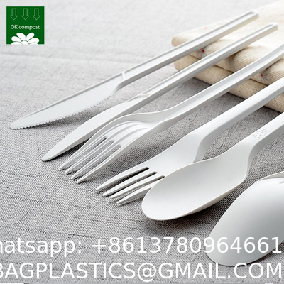 OEM Service 100% PLA Plastic Fully Compostable Quality Disposable Cutlery Biodegradable Spoon Fork Knife Set