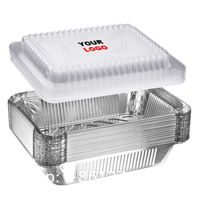Hotsale Food Grade Custom Logo Rectangle Aluminum Takeaway Foil Food Containers Silver Foil Baking Pan/Trays