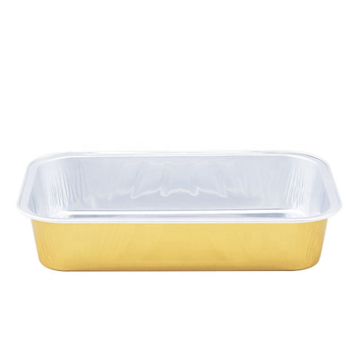 Golden Aluminum Foil Pan Disposable Foil Fast Food Container To Takeout Cake Trays Boxes Foil Container Food Pack