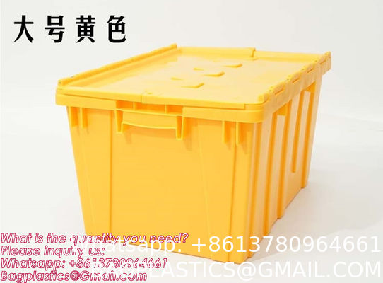 Cargo Transport Plastic Box, Collapsible 35 Liter Heavy Duty Storage Bin / Foldable & Stackable Utility Crate With Attached lockable Lid