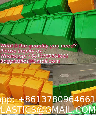 Folding Plastic Stackable Utility Crates 2-Pack, Collapsible Storage Bins With Lids Durable Containers For Home & Garage Organization