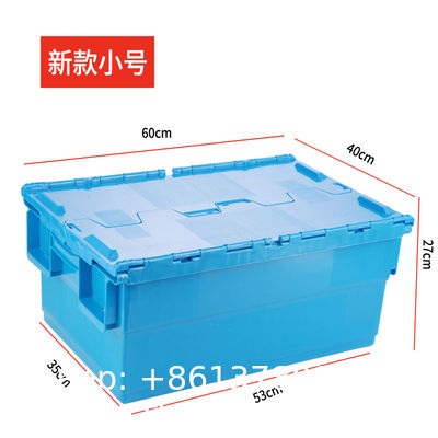 Heavy Duty Plastic Moving Boxes Attached Lid Containers Industrial Folding Tote Box For Warehouse Nestable Moving Crates Stackable Storage Attached Lid Tote Plastic Storage Bins With Lids