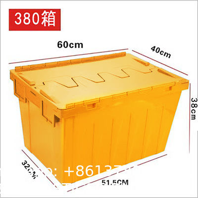 Wholesale Stackable Tote File Storage Box Attached Lid Container High Quality Plastic Crate Attached Lid Storage Container For Warehouse