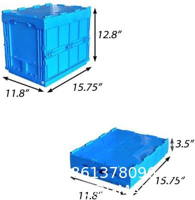 Heavy-Duty Solid Plastic Tote Storage Box With Attached Lid Recyclable Stackable Crate For Logistics And Moving Container
