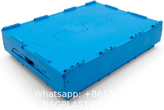 Storage Tote Distribution Container With Hinged Attached Lid Industrial Plastic Stackable Storage KeepBox Tote Container