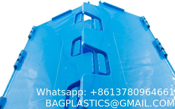 Storage Tote Distribution Container With Hinged Attached Lid Industrial Plastic Stackable Storage KeepBox Tote Container