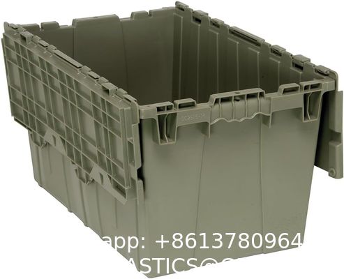 Round Trip Totes, Attached Lid Containers Plastic Storage Tote Box For Distribution And StorageCrates Plastic Round Trip Tote Box Attached Lid Plastic Storage Container for Sale