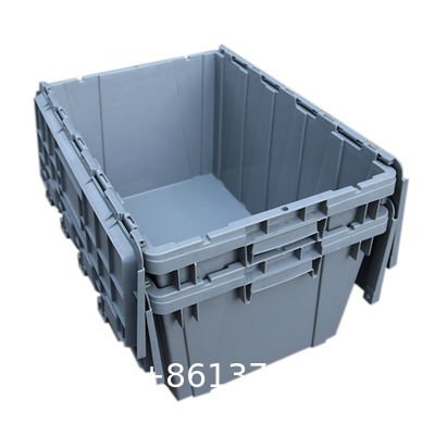 Flip Top Tote, Heavy Duty Nestable Plastic Round Trip Totes Storage Box Container In Blue Yellow Red Green Color