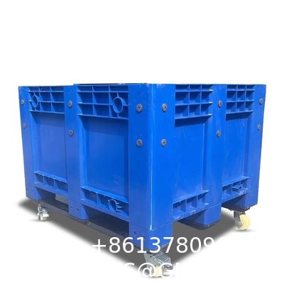 Big Bulk Container, Large Plastic Pallet Box Container With Lid / Cover & Wheels Or Without Heavy Duty Industrial Use Folding Plastic Pallet Box Plastic Stackable Collapsible Pallet Crates
