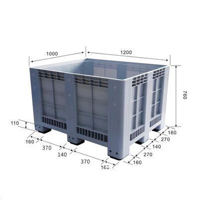 Heavy Duty Industrial Use Folding Plastic Pallet Box Plastic Stackable Collapsible Pallet Crates With Half-Open Windows