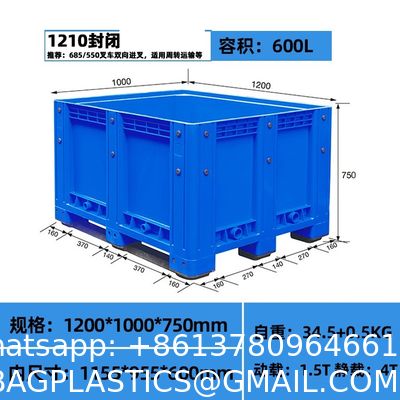 Heavy Duty Industrial Use Folding Plastic Pallet Box Plastic Stackable Collapsible Pallet Crates With Half-Open Windows