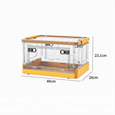 Foldable Box Stackable Container Transparent Plastic Storage Containers - Multi-Purpose Organizers for Kitchen, Office and Home Accessories