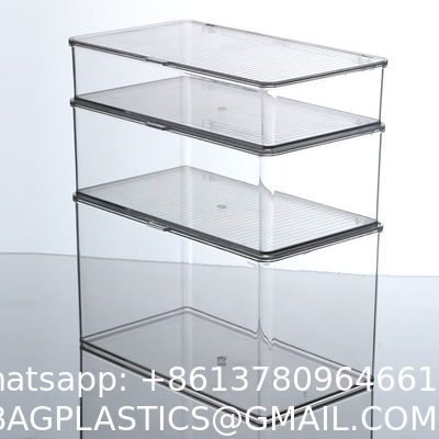 Clear Stackable Storage Bins With Lids, Large Plastic Containers With Handle For Pantry Organizer And Storage,Perfect For Bathroom,Cabinet,Kitchen,Fridge,Closet Organization