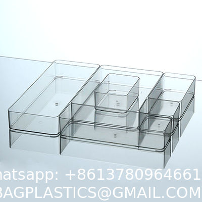 Stackable Refrigerator Organizer Bins Clear Kitchen Organizer Container Bins With Handles Plastic Bags For Pantry, Cabinets, Shelves, Drawer, Freezer - Food Safe