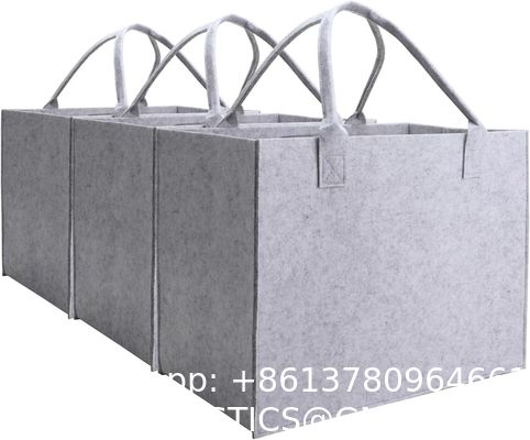 Biodegradable Sustainable Eco Friendly Green Felt Bag Storage High-Capacity Solid Color Two Shoulder Straps Custom Logo Felt Tote Bag Shopping