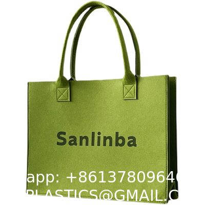 Fashionable Splicing Colors Accept Custom Logo Gift Tote Bag Felt Clothes Shopping Custom Rpet Felt Tote Bag Large Capacity Folding Eco Shopping Bag Gift Reusable Shopping Bags