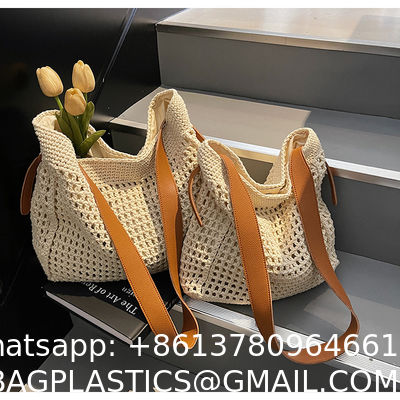 Straw Beach Tote Bag Large Summer Handmade Woven Tote Bag For Women Boho Woven Bags For Summer Vacations Pool Holiday Travel Women Small Straw Bags Summer Beach Tote Bag Handmade Woven Hobo Purse
