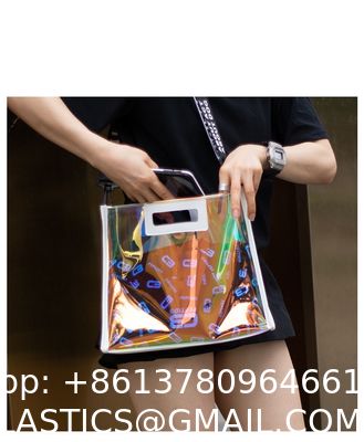 Custom Beach Bag Wholesale Pvc Shopping Bag Luxury Waterproof Holographic Clear Tote Bags With Logo Women Cosmetic Handbags
