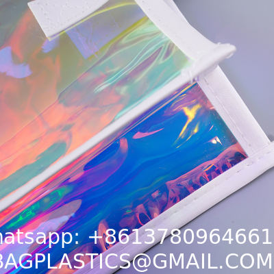 Hot Sale Gift Custom Color Logo Foldable Transparent Waterproof Holographic Shopping Clear TotePvc Tote Waterproof Transparent Shoulder Jelly Custom Pvc Shopping Holographic Bag Clear Laser Handbag