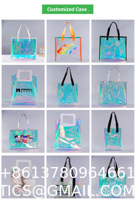 Private Label Professional Large Capacity Quilted Zipper Travel Wholesale Custom Printed LOGO Reusable Fashion Shopping Rainbow-Colored Gift Holographic Glossy Layer PVC Tote Bag