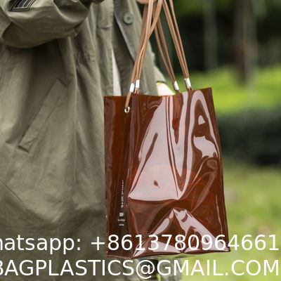 Vinyl beach totes handy bag, handle bag, should bag, Clear bag, Holographic Tote Bags, Iridescent Waterproof Top Handle Bag, Clear Jelly Totes Vocation Party Beach Bag
