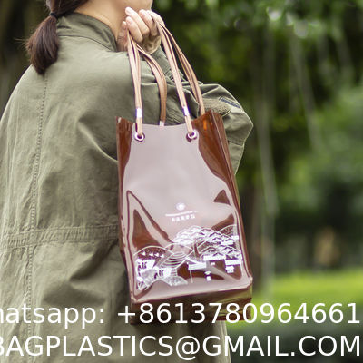Vinyl beach totes handy bag, handle bag, should bag, Clear bag, Holographic Tote Bags, Iridescent Waterproof Top Handle Bag, Clear Jelly Totes Vocation Party Beach Bag