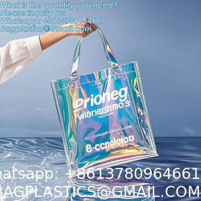 Vinyl Tote Bag Neon Jelly Shoulder Beach Bag Laser Shopping Summer Beach Women Pvc Shoulder Tote Bags Holographic Waterproof Jelly Transparent Handbag For Girl