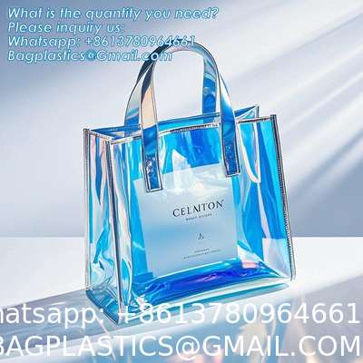 Vinyl Tote Bag Neon Jelly Shoulder Beach Bag Laser Shopping Summer Beach Women Pvc Shoulder Tote Bags Holographic Waterproof Jelly Transparent Handbag For Girl