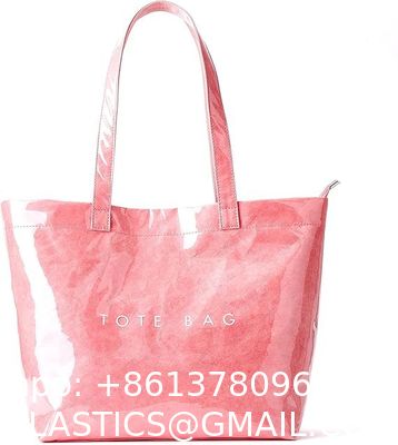 Fashion Casual Street Reusable Environmental Handbag Zipper Tote Bag, Kraft Paper Beach Bag Large Hobo Carry All Travel Shopping Handbag Plastic Shoulder Bag