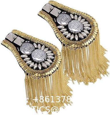 Blazer Shoulder Epaulets Tassel Chain Epaulet Punk Fringe Shoulder Badge Epaulet/Kpop Fringed/Tassel Metal Punk Shoulder Epaulette/Dpikes Brooch