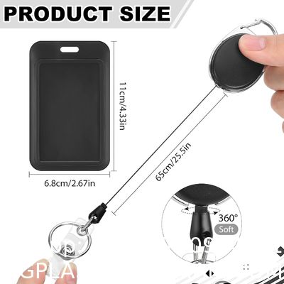 Pack Badge Holder Retractable Clip Heavy Duty Reels With Vertical Sliding ID Badge Holder Black Hard Plastic For Women Nurse Teacher Student