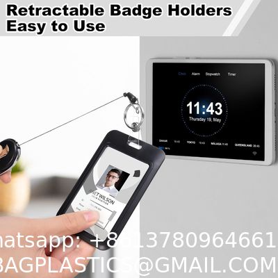 Pack Badge Holder Retractable Clip Heavy Duty Reels With Vertical Sliding ID Badge Holder Black Hard Plastic For Women Nurse Teacher Student