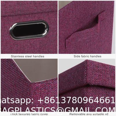 Large jute fabrics Collapsible Storage Bins With Lids Jute Fabric Foldable Storage Boxes Organizer Containers Baskets Cube With Cover For Home Bedroom Closet Office Nursery