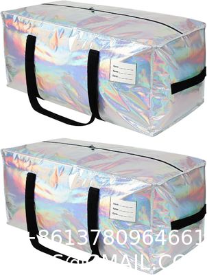 Heavy Duty Moving Bags 24-Gallon Extra Large Waterproof Foldable Clothing Storage Totes Bags With Zipper,Reinforced Handles,Packing Moving Boxes For Dorm & Seasonal Storage,Iridescent