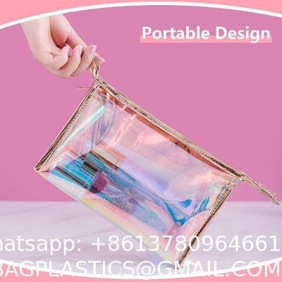 Holographic Makeup Bags Set, Clear Iridescent Cosmetic Bags, Portable Waterproof Toiletry Bag, Travel Zippered Makeup Organizer Cosmetic Pouch for Women, Mothers Day Gifts