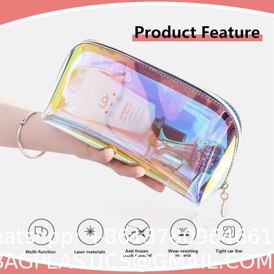 Holographic Makeup Bags Set, Clear Iridescent Cosmetic Bags, Portable Waterproof Toiletry Bag, Travel Zippered Makeup Organizer Cosmetic Pouch for Women, Mothers Day Gifts