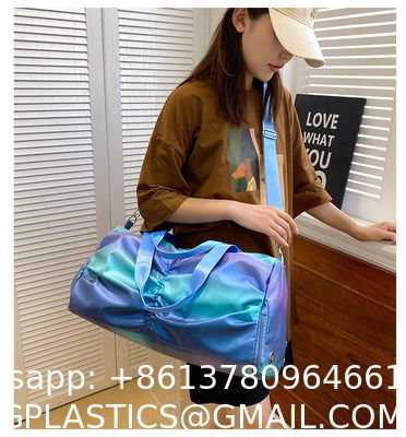 Holographic Shimmering Gym Duffle Bag With Shoes Compartment & Wet Pocket, Women Weekend Overnight Travel Bag Gymnastic Dance Bag For Girl