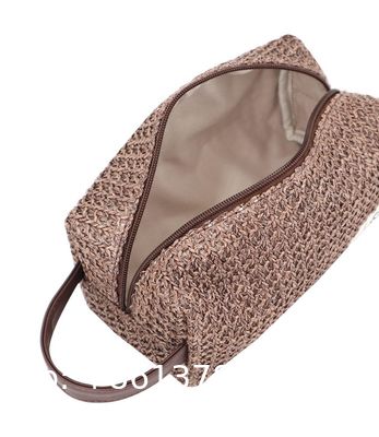 clutch bag, handy bag, handbag, handle bag, Portable Straw Makeup Toiletry Wash Bag Factory OEM Travel Hollow Out Knitted Cosmetic Carry Clutch Pouch Bag Gift