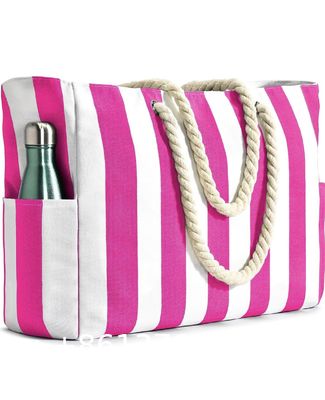 Cotton bag, Canvas bag, tote bags, Outdoor Blue And White Striped Storage Bag Absorbent Quick-Drying Portable Beach Bag Enlarged Travel Bag