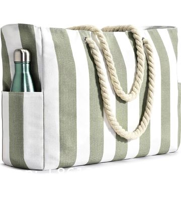 Cotton bag, Canvas bag, tote bags, Outdoor Blue And White Striped Storage Bag Absorbent Quick-Drying Portable Beach Bag Enlarged Travel Bag