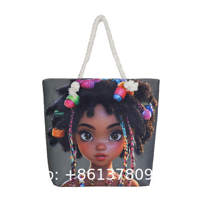 Wholesale Women'S Printed Handbags, Tote Bags, Lightweight Thick Rope Shoulder Bags, Fashionable And Artistic Versatile Beach Bags
