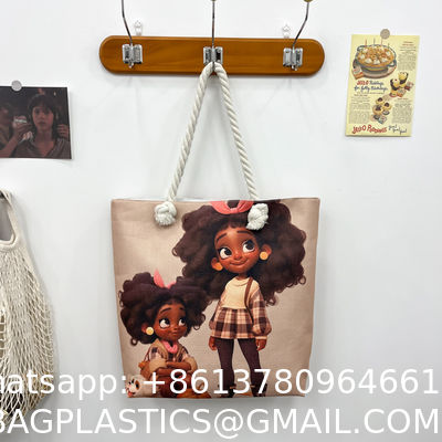 Wholesale Women'S Printed Handbags, Tote Bags, Lightweight Thick Rope Shoulder Bags, Fashionable And Artistic Versatile Beach Bags