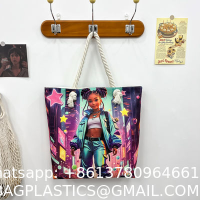 Wholesale Women'S Printed Handbags, Tote Bags, Lightweight Thick Rope Shoulder Bags, Fashionable And Artistic Versatile Beach Bags