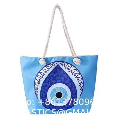 Wholesale Women'S Printed Handbags, Tote Bags, Hot Selling Devil'S Eye Canvas Bag Handbag Shoulder Bag Large Capacity Beach Bag Turkish Eye Bag